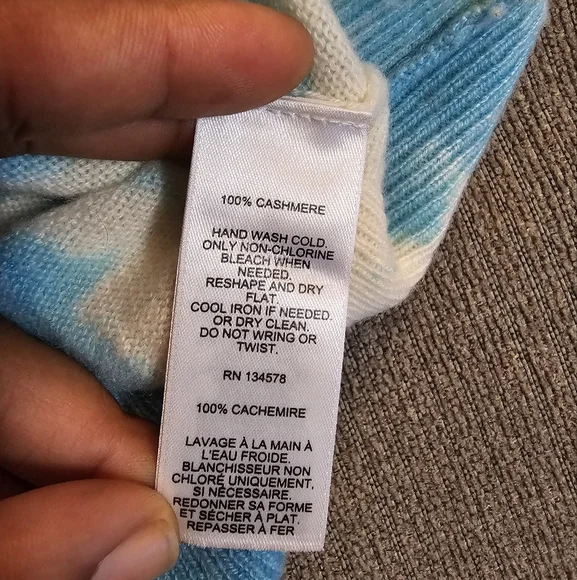 Vineyard Vines Cashmere Blue Cream Tie Dye Cozy Casual Oversized Sweater XL - Picture 5 of 7